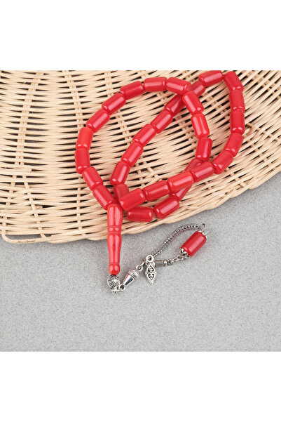 LapisDo Squeeze Amber Alpaca Tassel Capsule Cut 7X12Mm Prayer Beads - Matte Red