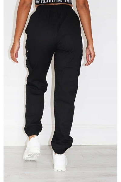 NO BRAND Pantaloni clasici negri Battle Pants cu talie înaltă, croială dreapt...