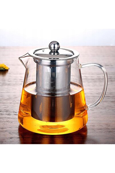 NO BRAND Ceainic de sticlă de 550ml cu infuzor de ceai și sită din oțel inoxi...