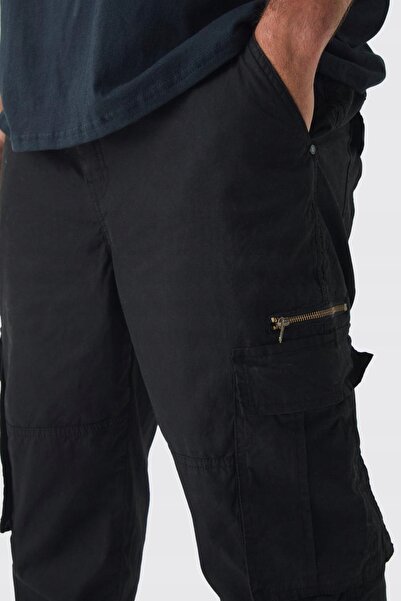 NO BRAND Pantaloni negri drepți, cu buzunare, mărimi mari, Boohooman 44