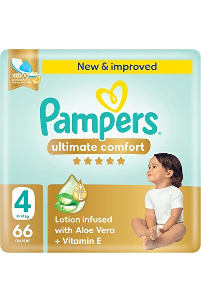 Pampers راحة فائقة، مقاس 4، 9-14 كجم، عبوة عملاقة، 66 حفاضة