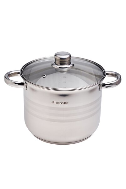 NO BRAND Oală cu capac 4,5L 20cm din oțel inoxidabil, pentru gaz și inducție