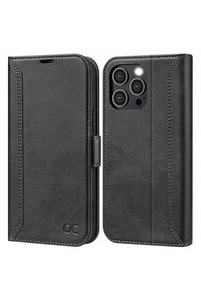 NO BRAND Husă din piele Ocase pentru iPhone 14 Pro, tip portofel, RFID, Retro...