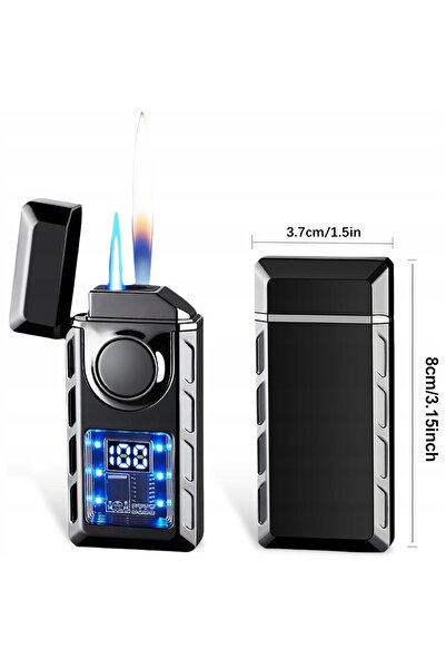 NO BRAND BRICHETĂ CU GAZ - ANTIVÂNT, NEAGRĂ, USB, 80MAH, AFIȘARE RAPIDĂ A FLĂ...