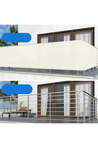 NO BRAND Covor pentru balcon, lung, 0.9x9m, crem, opac, pentru intimitate, re...