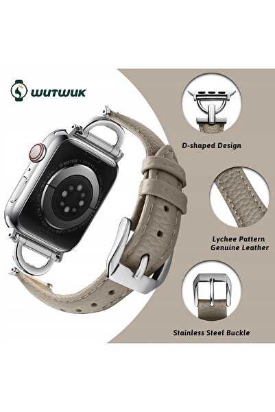 NO BRAND Curea din piele Wutwuk pentru Apple Watch SE 9/8/7/6/5 42/44/45/49mm...