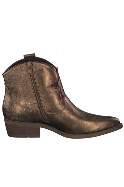 NO BRAND Botine aurii metalice cu toc stea și fermoar 5-25337-23 S.Oliver 37