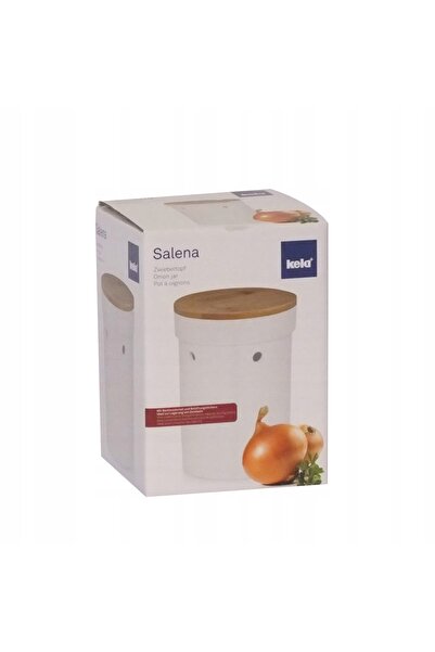 NO BRAND Recipient ceramic pentru ceapă cu capac de bambus Kela Mediu 13.5 X ...