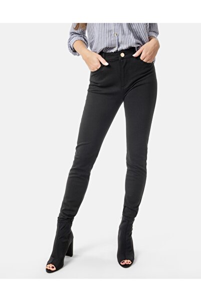 NO BRAND Pantaloni negri de damă, tip țigară, din bumbac, cu talie înaltă 619...