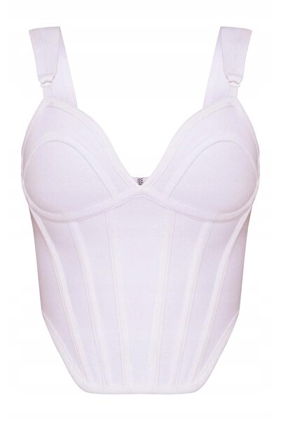 NO BRAND Corset alb tip bandaj cu bretele, cu balene, Prettylittlething 36