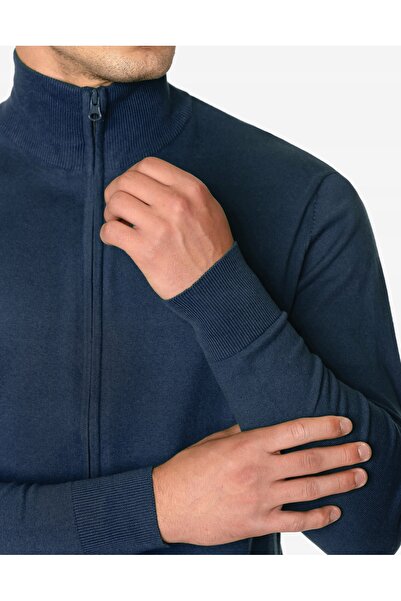 NO BRAND Pulover elegant slim pentru bărbați, cu fermoar, guler semi-înalt, S...