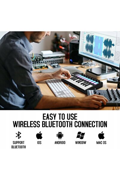 NO BRAND M-VAVE MIDI 25klaw, 16 pad-uri RGB, BT 16h, DAW, SmartChord, git/key...