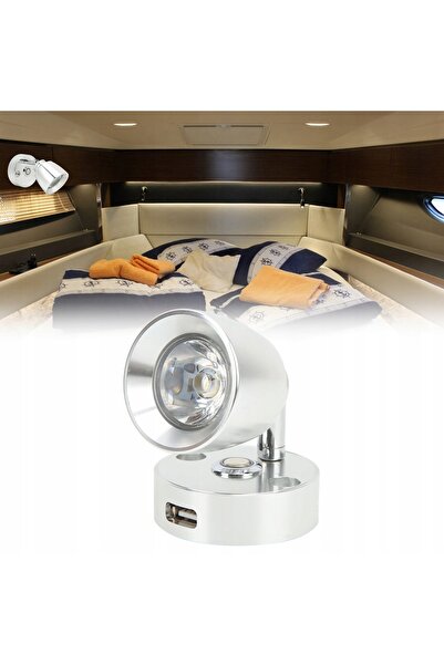 NO BRAND Lampă LED de citit 12/24V 3W, USB, pentru interior, rulotă, bucătărie