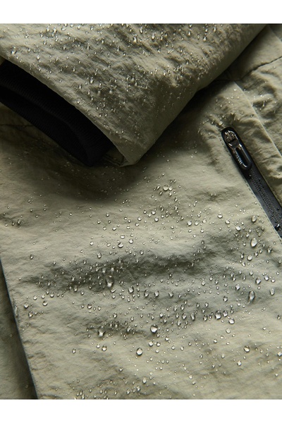 NO BRAND Pelerină de ploaie verde, mâneci lungi, buzunare, glugă 122/128