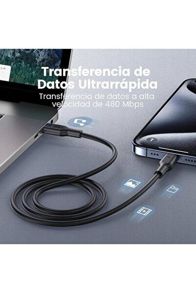 NO BRAND Rampow Rag01 Cablu USB-C la USB-C 2X, Cablu USB la USB-C 2X, 60W, Ne...