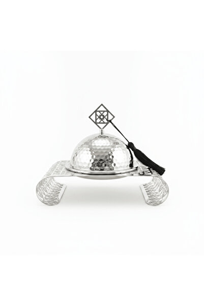 AKDC Silver Metal Candy Bowl with Filigree Base & Dome Lid — 20×13 cm