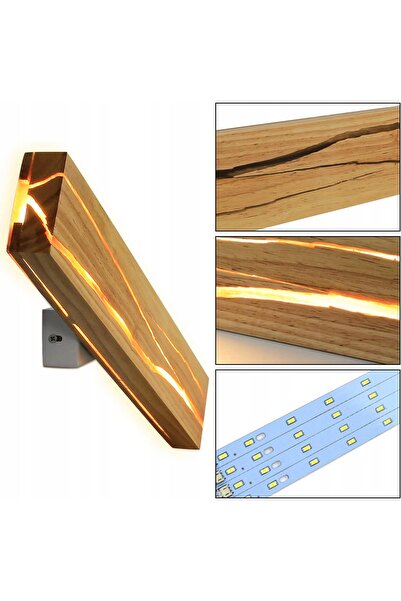 NO BRAND Zmh Kinkiet 50cm Lampă LED Modernă din Lemn pentru Interior, Stil Lo...