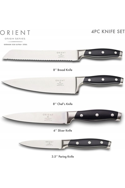 NO BRAND Set de 4 cuțite de bucătărie Orient Origin, Oțel German X50 Ultra+, ...