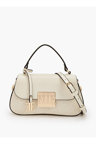 ELLE Monogram Embossed Satchel Bag with Detachable Strap