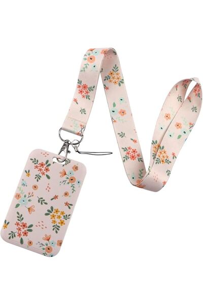 Generic Cute Flower Lanyard with ID Holder and Hard Plastic Badge Holder, Sli...