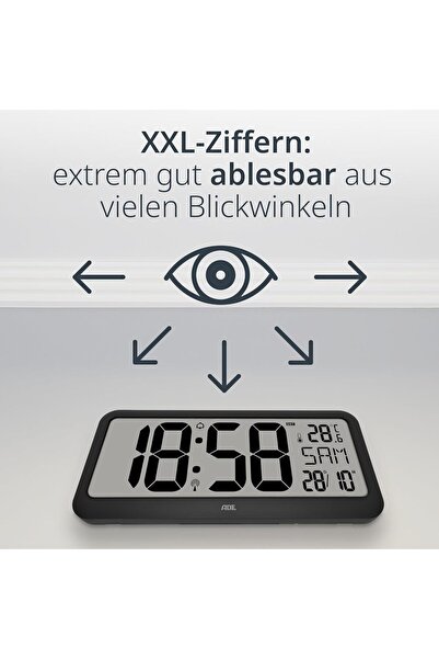 NO BRAND Ceas electronic de perete Ade cu afișaj XXL, termometru, alarmă și c...
