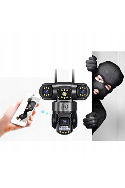 NO BRAND Cameră IP inteligentă 4G SIM de exterior, rotativă, triplă, 3x4MP, c...