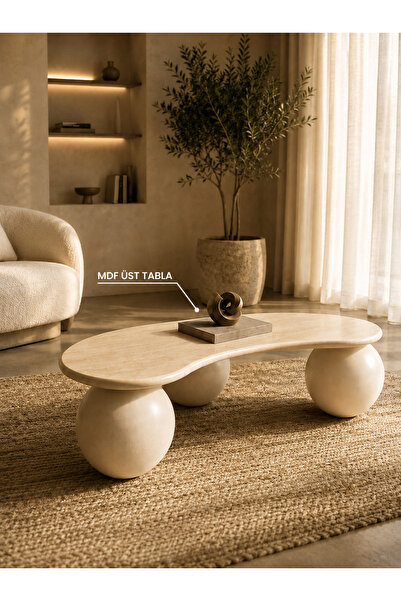 Concept Ayz Home Lunora Özel Tasarım Orta Sehpa – Ceviz Desenli MDF Tabla & P...