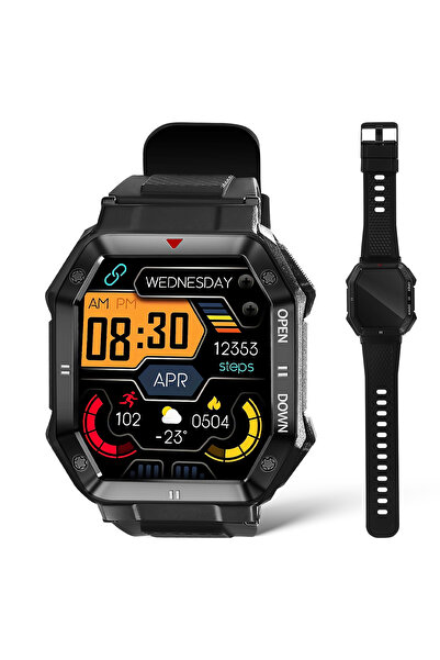 NO BRAND Smartwatch bărbătesc militar, rezistent la apă, cu apeluri și meniu ...