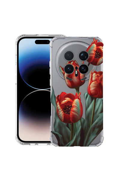 bestcase ®   Αντικραδασμική Θήκη Husa για Honor Magic 8 Pro, Φλοράλ - Κόκκινη...
