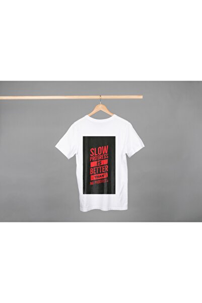Noname Tricou Unisex Bumbac Premium Casual " Progresul lent este mai bun deca...