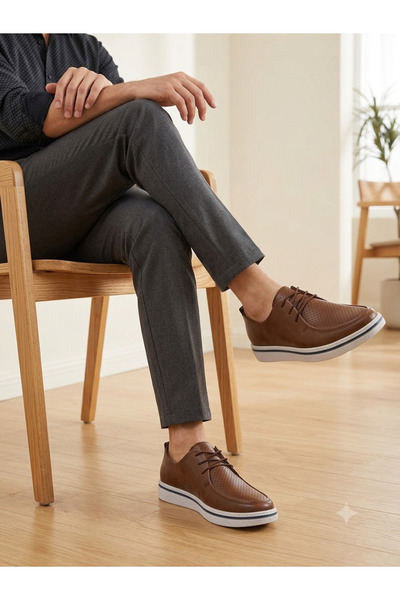 OFLAMAZ Men's Shoes Daily 100% Genuine Leather Orthopedic Comfortable