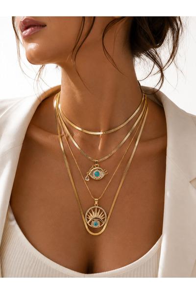 POSEİDONS JEWELLERY Elysian Eye Premium 4 Katlı Nazar Göz ve Güneş Figürlü 31...