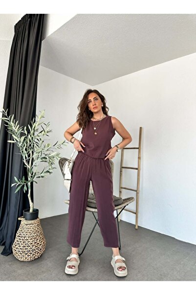 Zerrincan Giyim Bordo Kolsuz Tensel Soft Takım