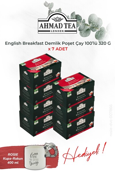 Ahmad Tea 320 g - 100 X 7 Pieces English Breakfast Teapot Tea Bags and Raccoo...