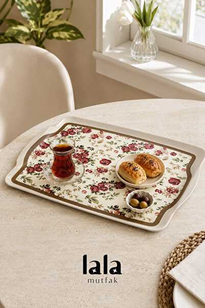 Lala Mutfak Konak Kaydırmaz Servis Tepsisi 41 x 30 cm – Melamin Kahvaltı, Çay...
