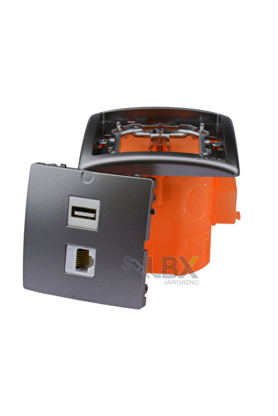 NO BRAND Priză de perete încastrată cu 1 USB și 1 RJ-45