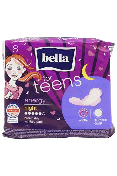 Bella Απορροφητικά επιθέματα, Bella, 8 τεμάχια, για εφήβους, Νύχτα Ενέργειας