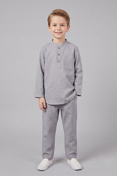 ALVİSTA Children's Hajj Umrah Outfit Top and Bottom Set 100% Cotton