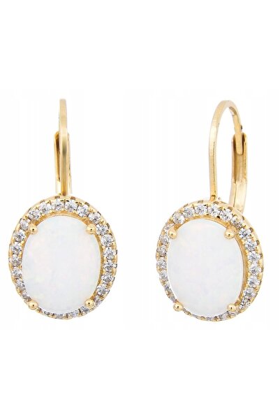 NO BRAND Cercei atârnători cu opal marquise argintiu, placați cu aur! !