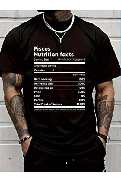 799 100% Cotton Pisces Nutrition Facts T-Shirt Casual Short Sleeve Shirt Wome...