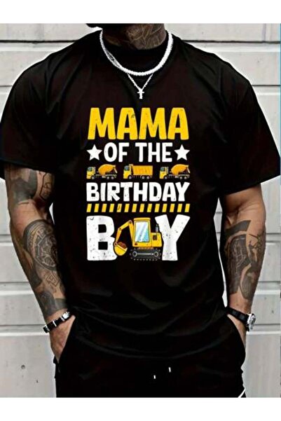 799 100% Cotton Casual Tshirt Mom Of The Birthday Boy Construction Theme Part...