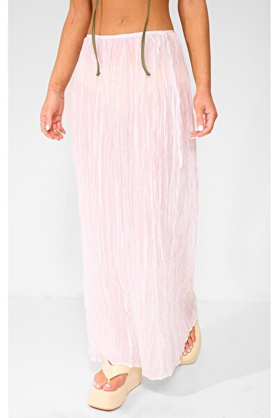 NO BRAND Prettylittlething Fustă Maxi Clasică Dreaptă Texturată Albă 38