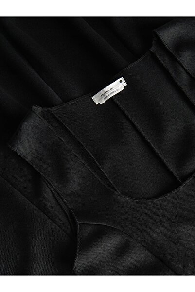 NO BRAND Rochie tricotată clasică neagră, tip trapez, Midaxi, uni, XL