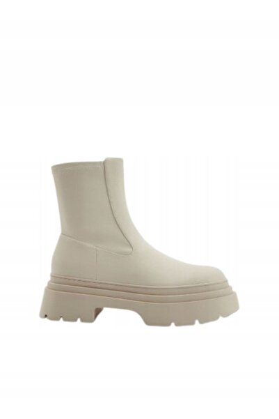 NO BRAND Cizme casual bej, până la gleznă, cu platformă, din piele ecologică,...