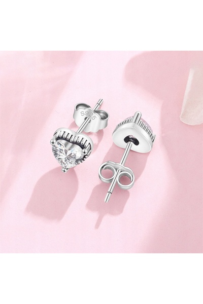 NO BRAND Cercei din argint 925 Sterling, inimi cu zirconiu, cu închidere tip ...