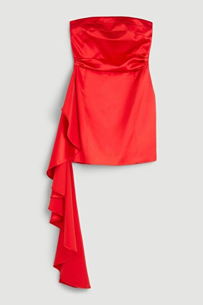 NO BRAND Rochie mini din satin roșu cu bretele, uni, Karen Millen 36