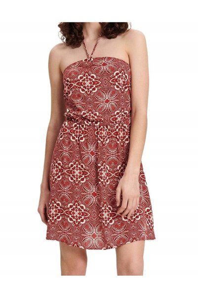 NO BRAND Rochie mini trapez roșie, cu legătură, model alb, din viscoză, mărim...