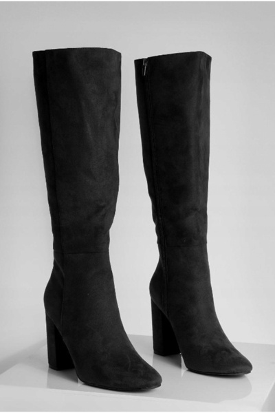 NO BRAND Kozaki Pantofi negri din piele ecologică, stil clasic stiletto, cu c...