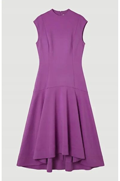 NO BRAND Rochie de cocktail mov asimetrică midaxi cu guler înalt Karenmillen 38