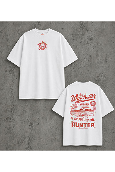 kun inaki Supernatural Sırt Baskılı Beyaz Unisex Tişört